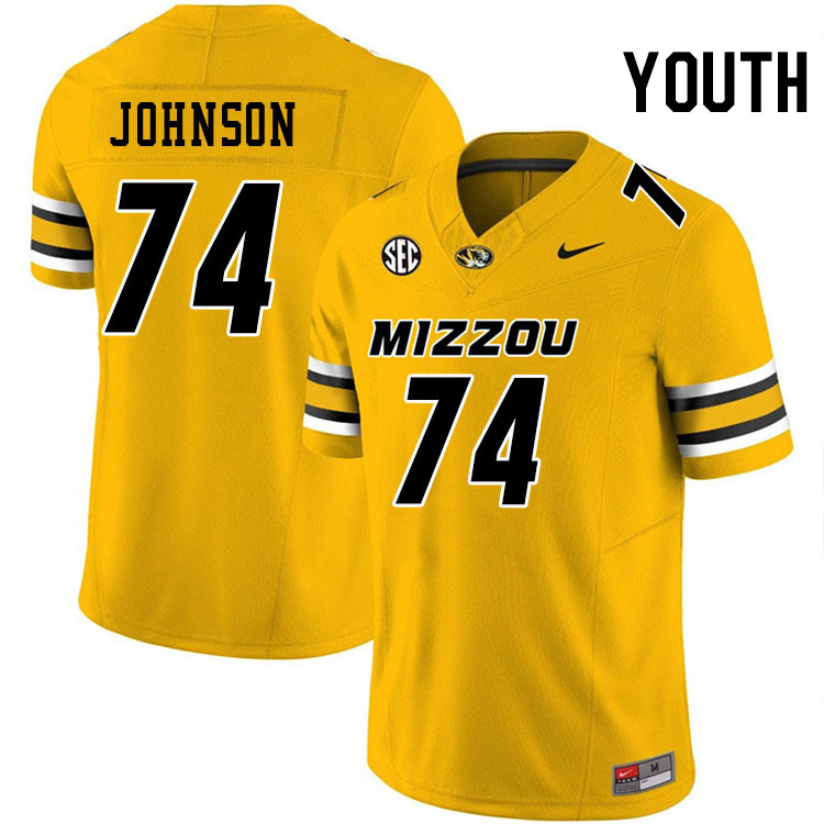 Youth #74 Cam'Ron Johnson Missouri Tigers College Football Jerseys Stitched-Gold